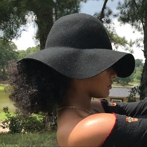 Boho black felt hat